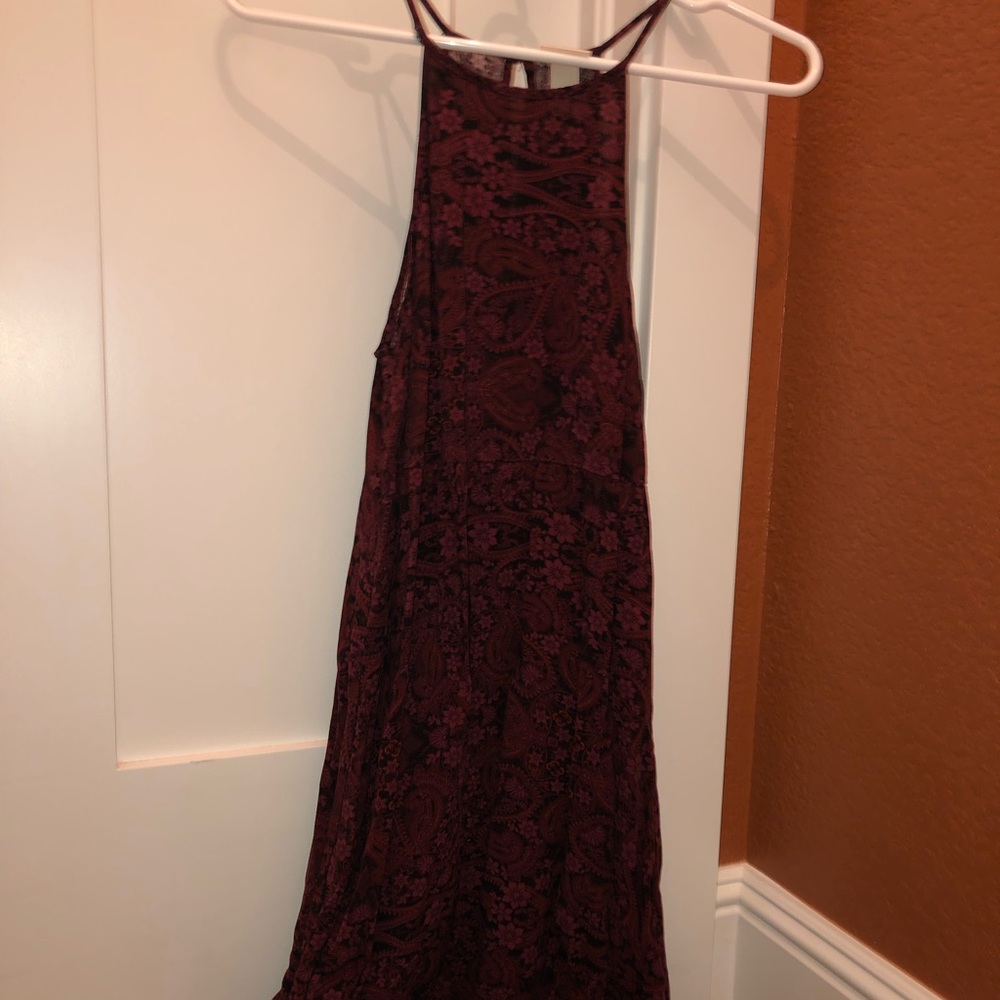 RED FLOWER PATTERN SUN DRESS
